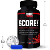 Force Factor Score Premium Nitric Oxide Booster product label – Non-GMO, gluten-free, and vegan-friendly nitric oxide supplement.